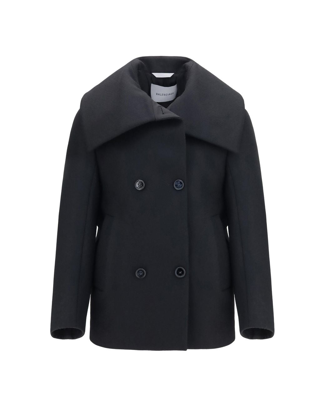 Balenciaga Blue Structured High-Neck Peacoat