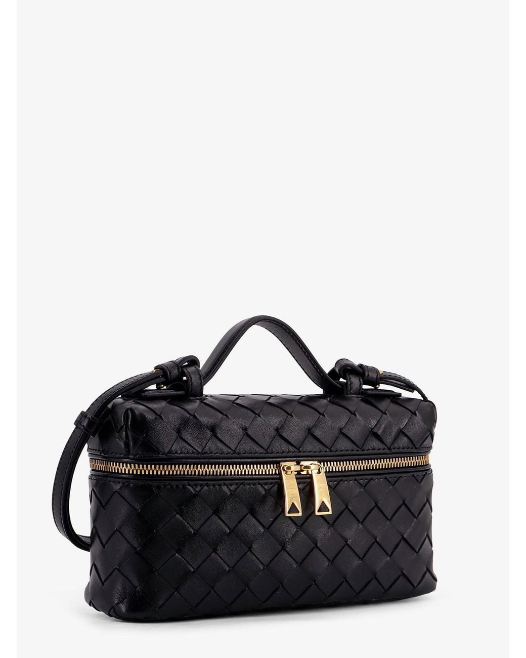 Bottega Veneta Black Bang Bang Leather Vanity Case With Intrecciato Motif