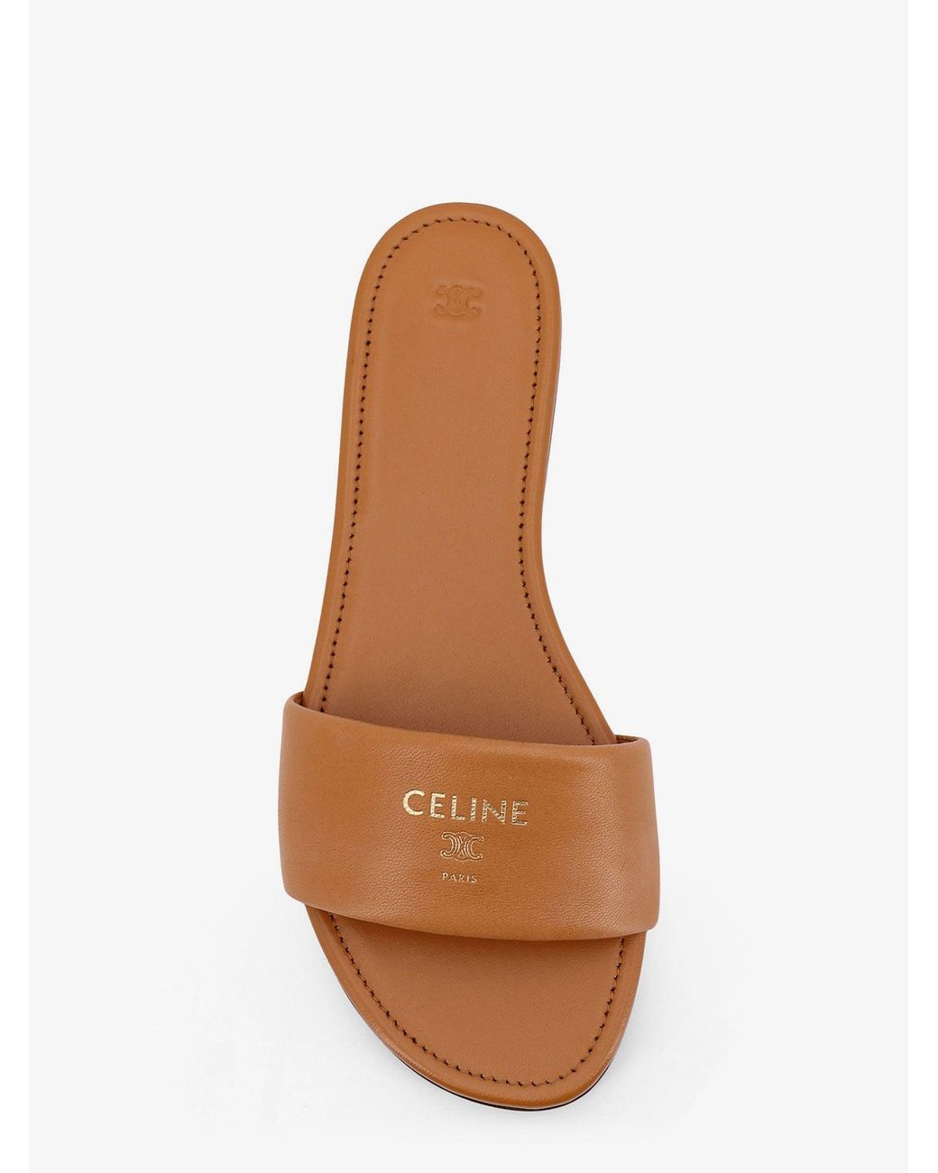 Céline White Coast Mule Leather Sandals
