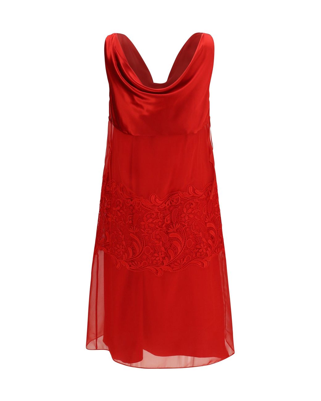 Ferragamo Red Draped Lace Dress