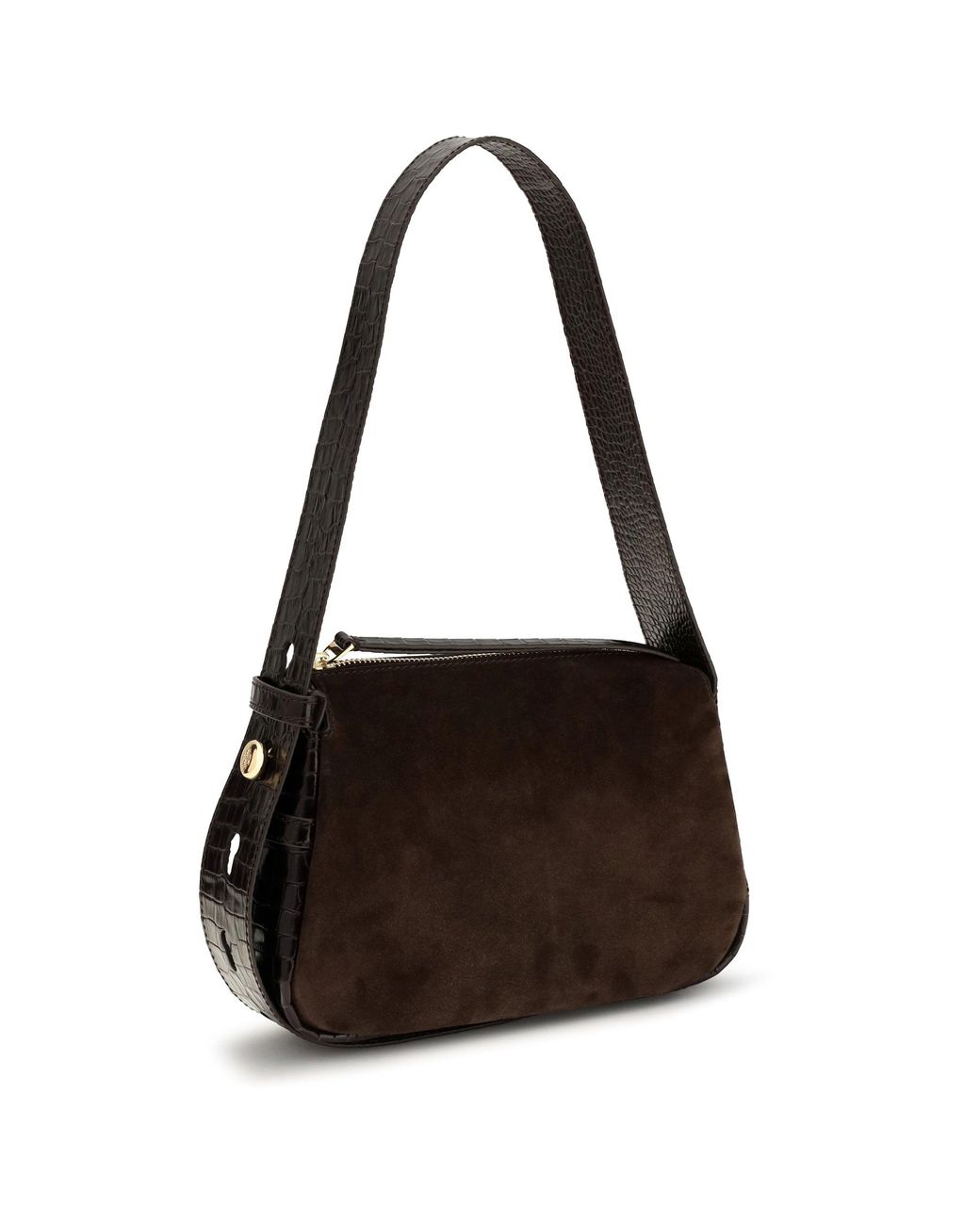 Tory Burch Black Small Romy Suede Shoulder Bag Dark Cocoa