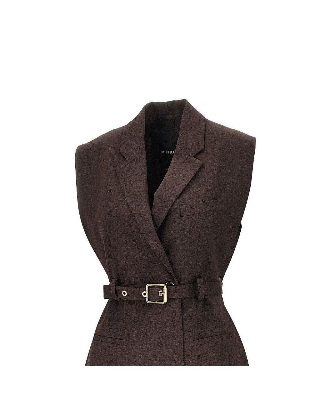 Pinko Brown Gabardine Vest With Belt