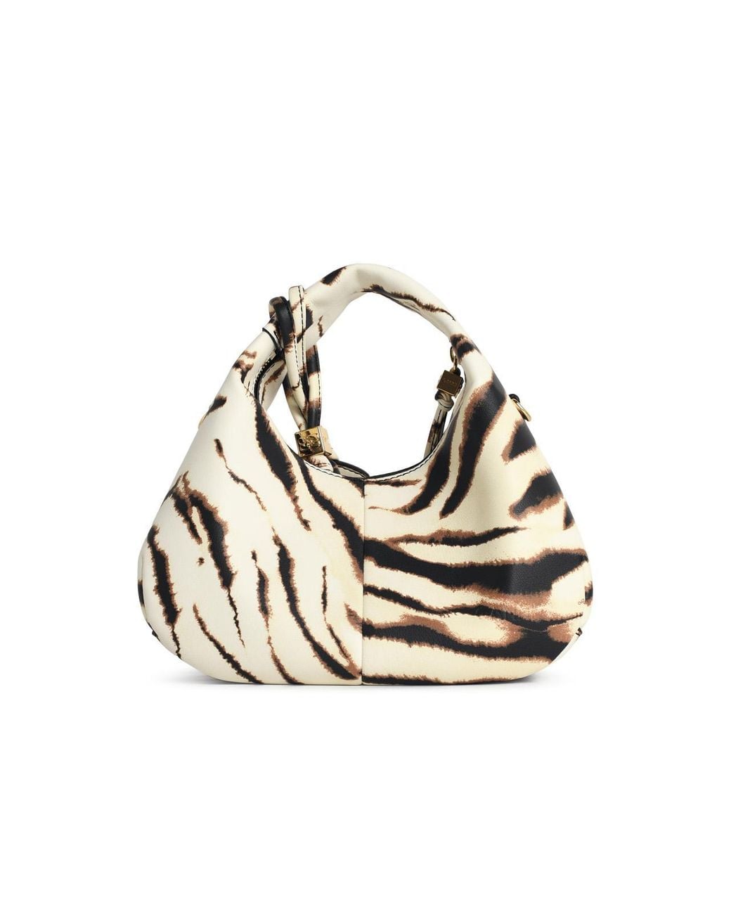 Ganni White Zebra Eco Leather Mini Hobo Bag