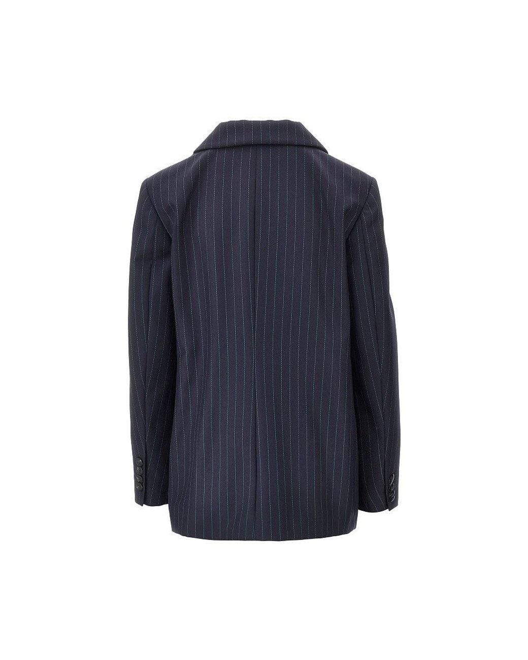 VI TO VI Blue 'Move' Pinstriped Wool Jacket