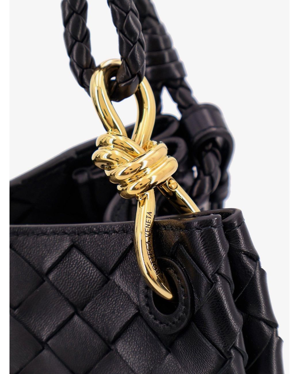 Bottega Veneta Black Parachute Leather Bag With Intrecciato Motif