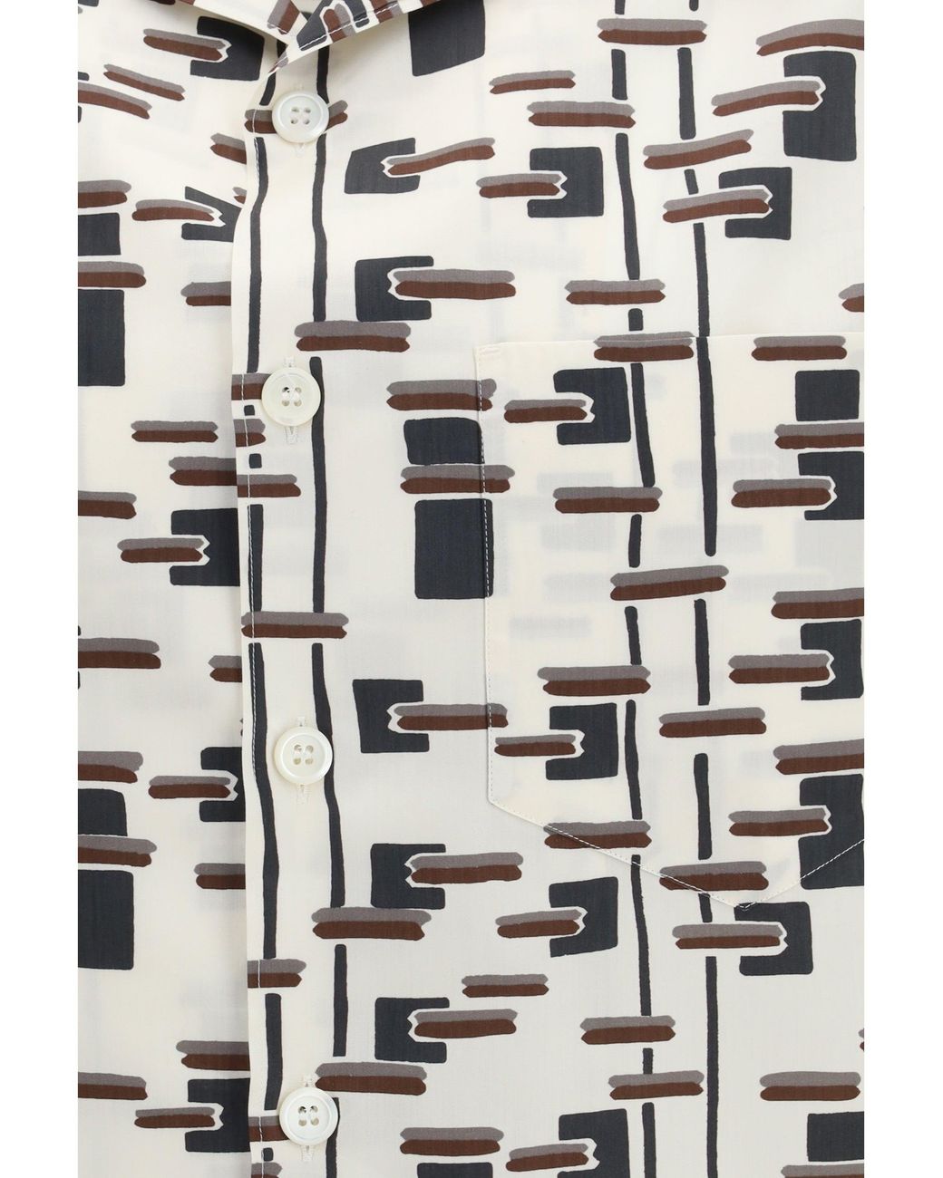 Prada White Patterned Bowling Shirt for men
