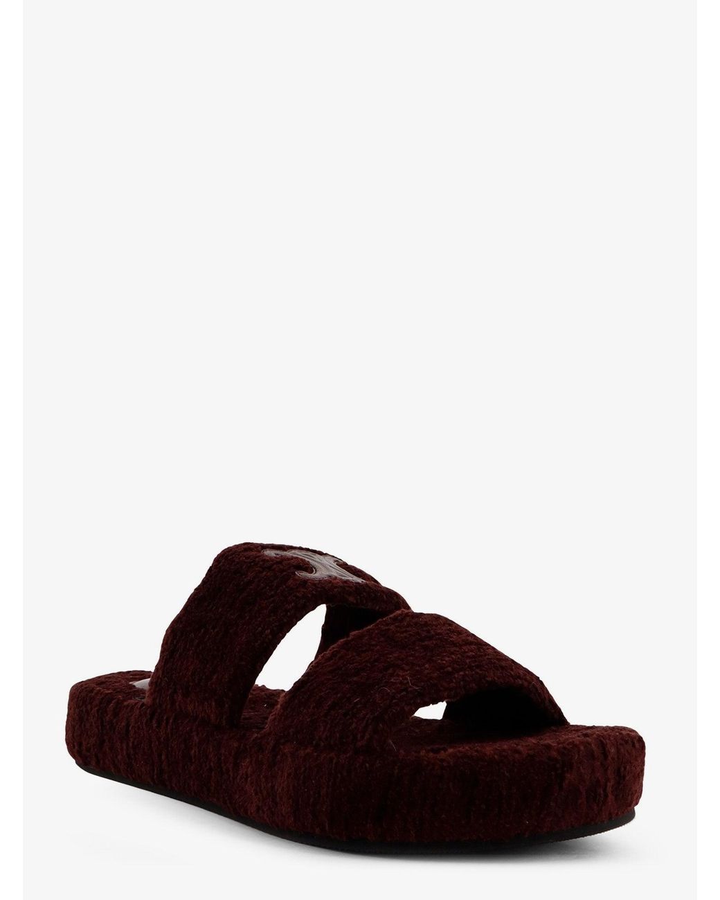 Céline Brown Triomphe Fur Shearling Slides