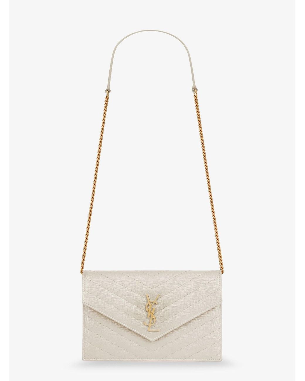 Saint Laurent White Envelope Leather Crossbody Bag