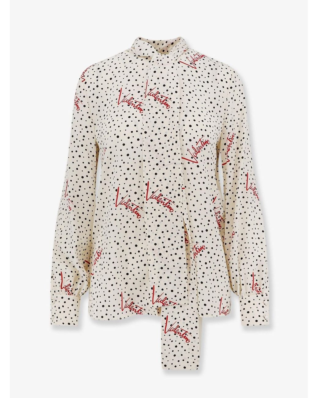 Valentino White Silk Shirt Bollicine Plusdepois