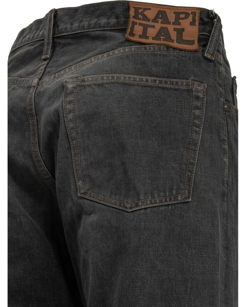 Kapital Gray "Blkxblk Denim 5P Monkey Th" Wide-Leg Jeans for men