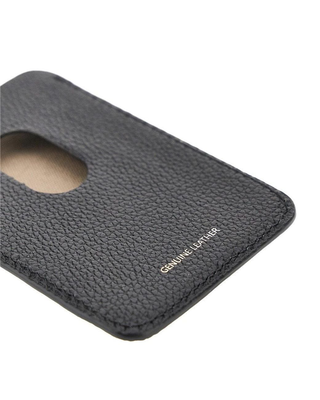 Emporio Armani Black Grained Leather Magnetic Card Holder