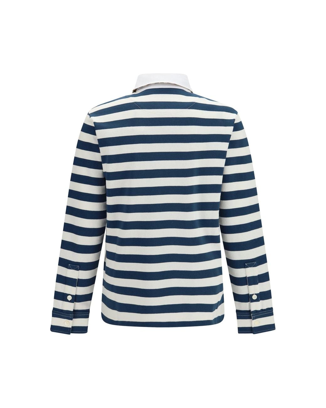 Burberry Blue Striped Long-Sleeve Cotton Polo for men