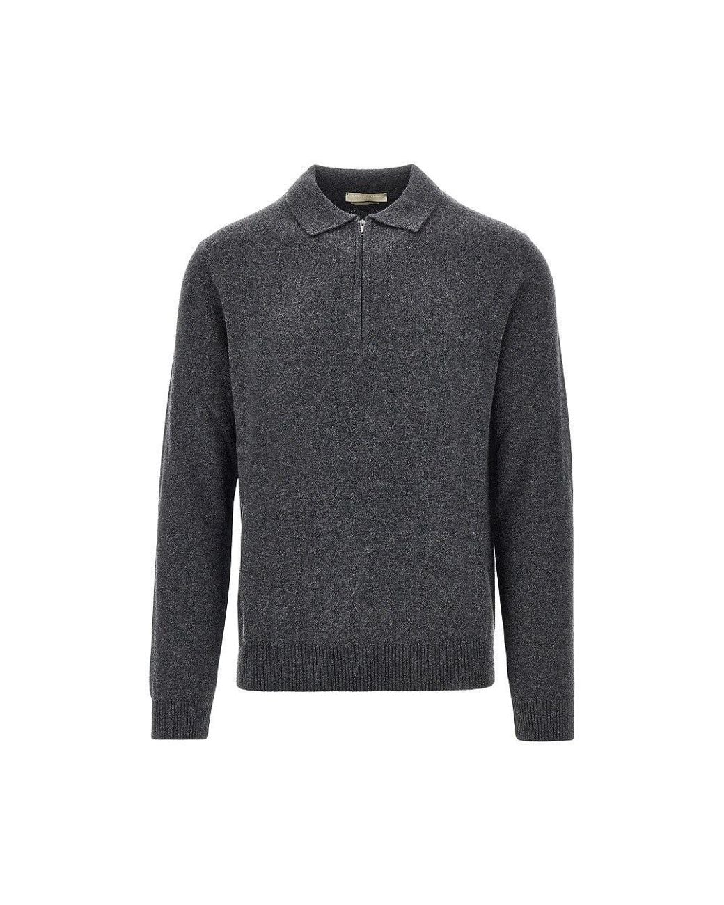 Daniele Fiesoli Gray Upcycled Cashmere Polo Sweater for men