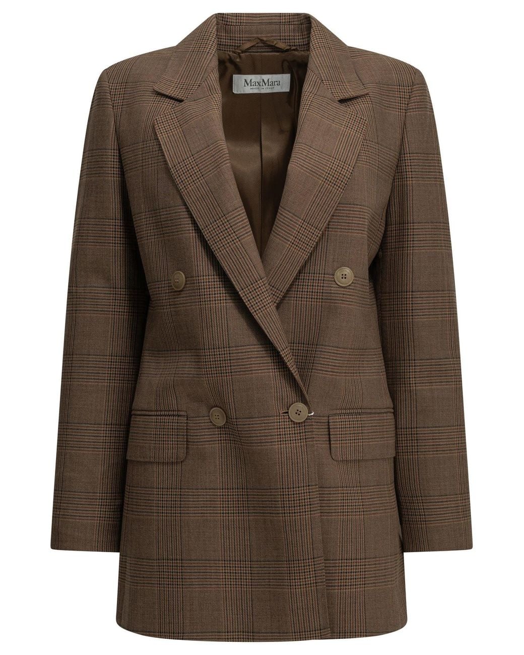 Max Mara Brown Double-Breasted Wool Blazer
