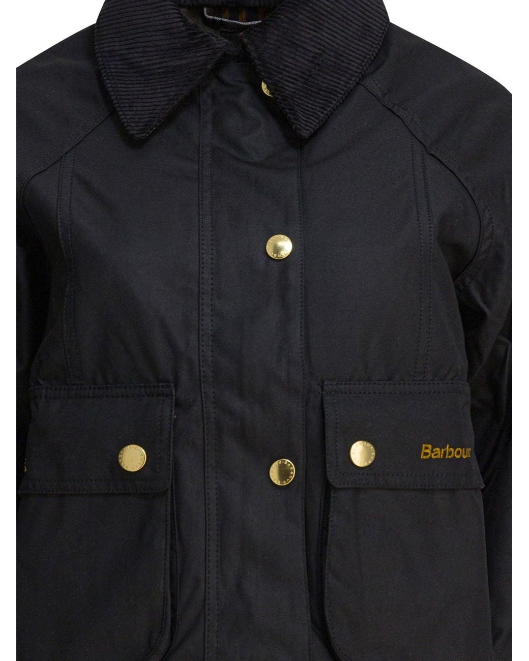 Barbour Black Beadnell Waxed Jacket With Crop Cut