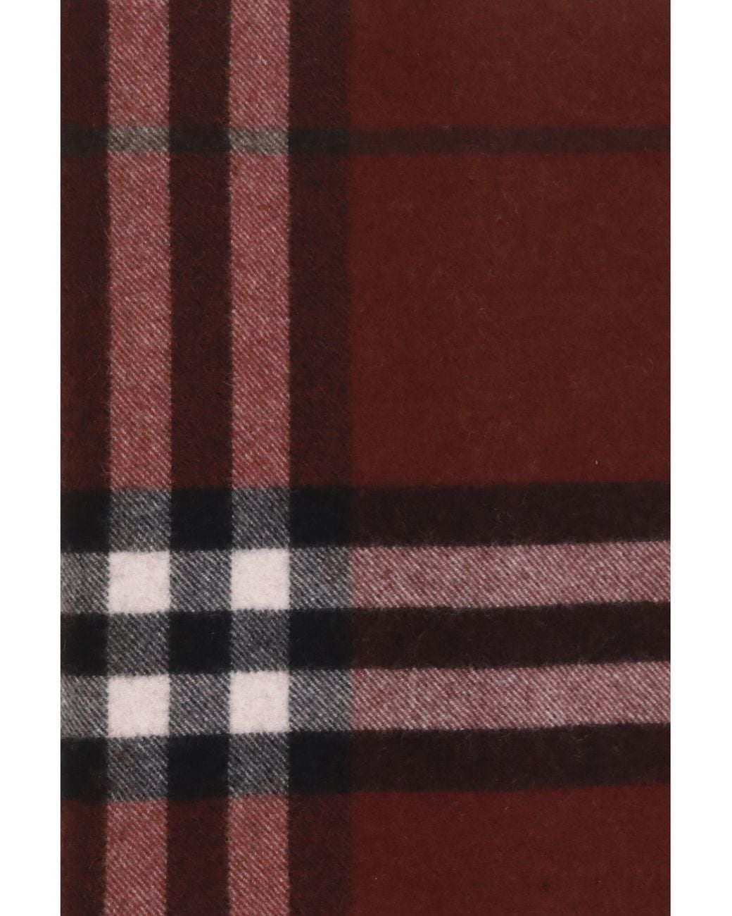 Burberry Red Cashmere Check Scarf Oxblood