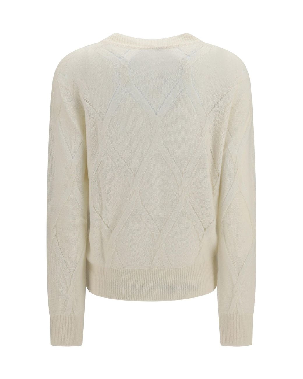 Kiton White V Neck Sweater Panna