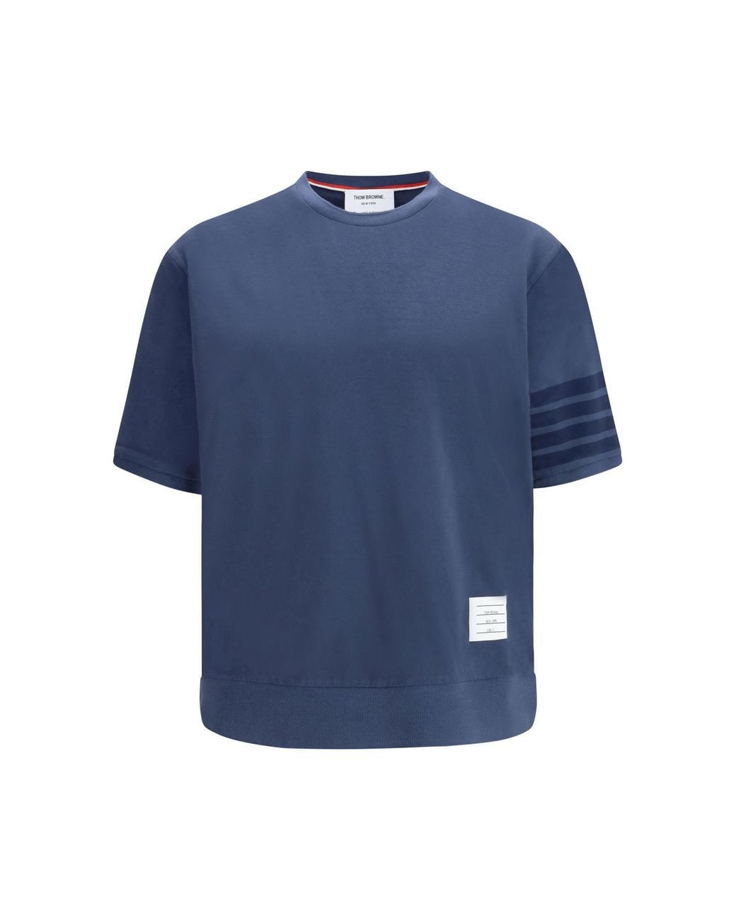 Thom Browne Blue 4-Bar Cotton Jersey T-Shirt for men