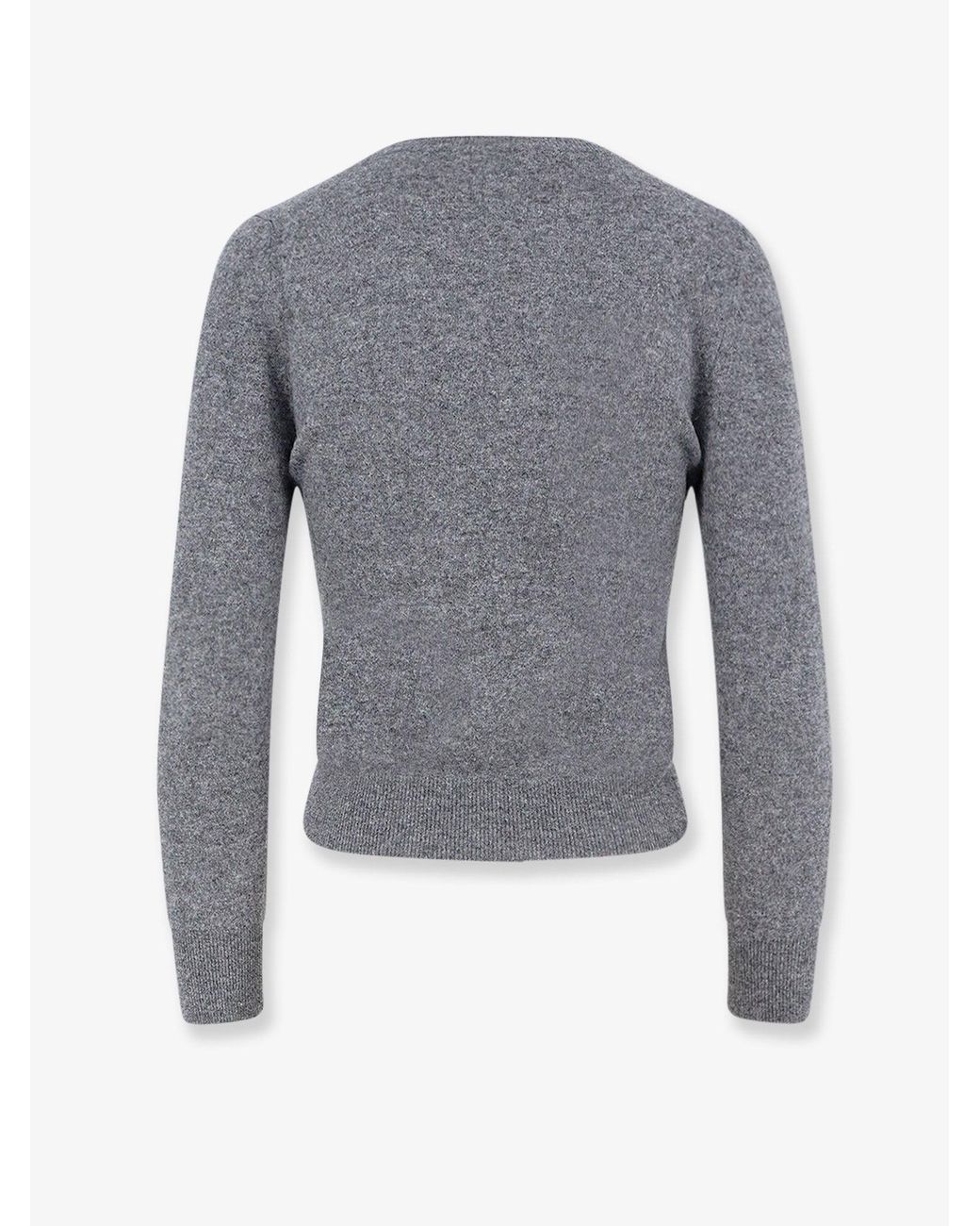 Miu Miu Blue Wool Sweater With Logo Inlay