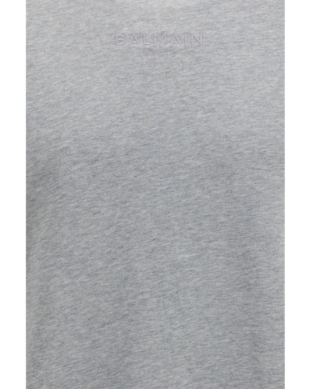 Balmain Gray Embroidered Logo Crewneck Sweatshirt for men
