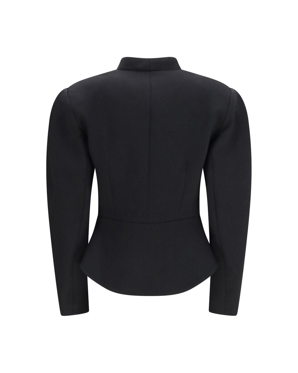 Nissa Blue Tailored Wool-Blend V-Neck Jacket