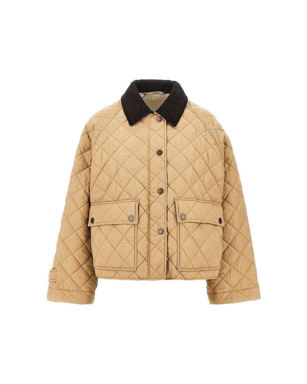 Weekend by Maxmara Natural Quilted Jacket With Corduory Collar