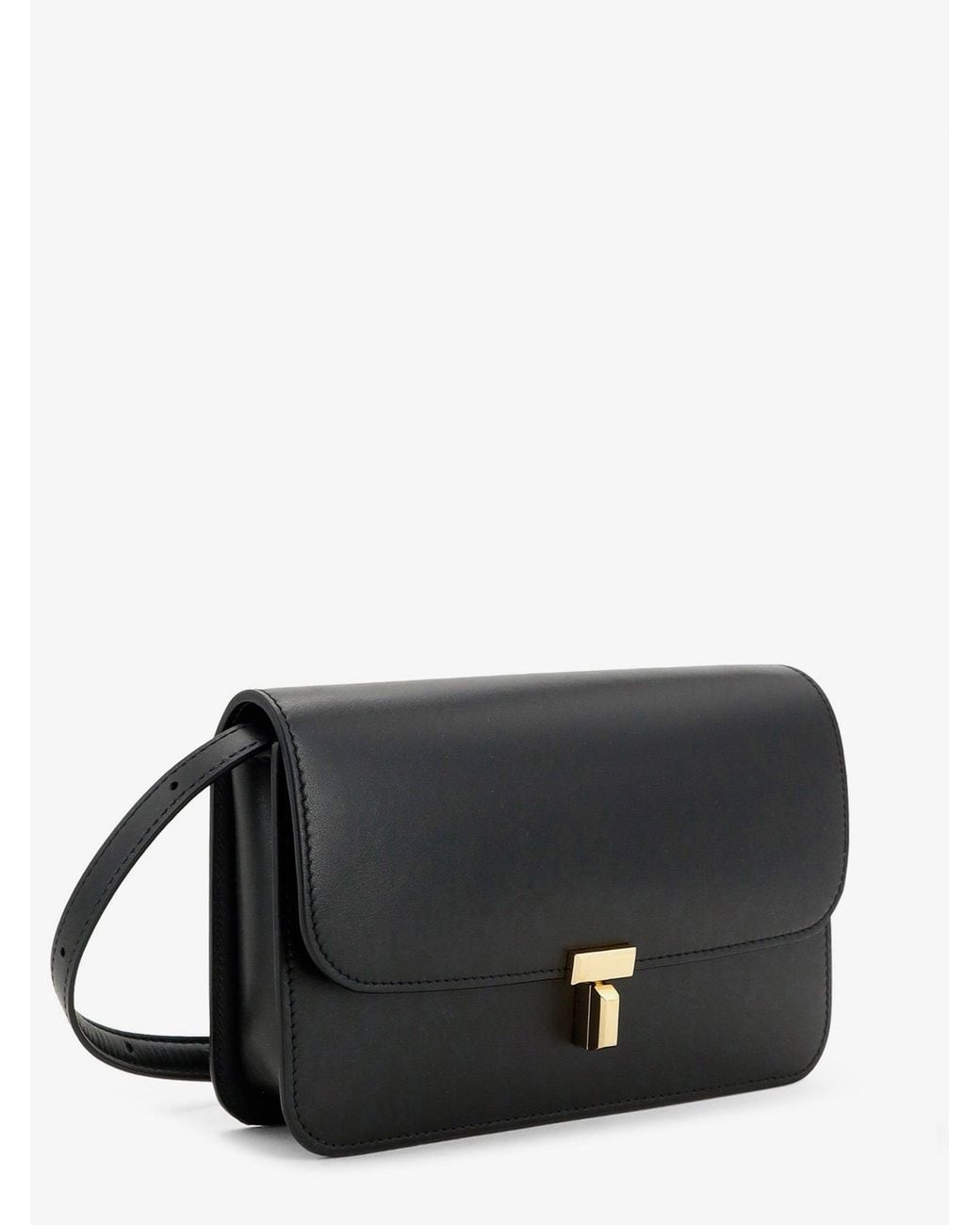 Totême Black T-Lock Leather Crossbody Bag