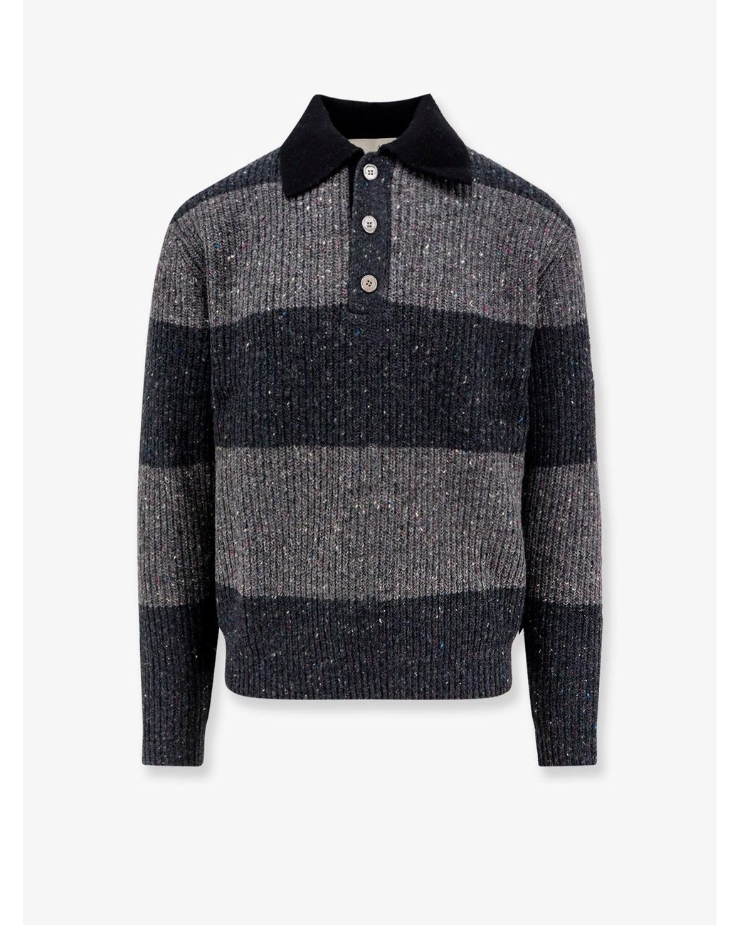 DUNST Black Chunky Rugby Wool Blend Sweater