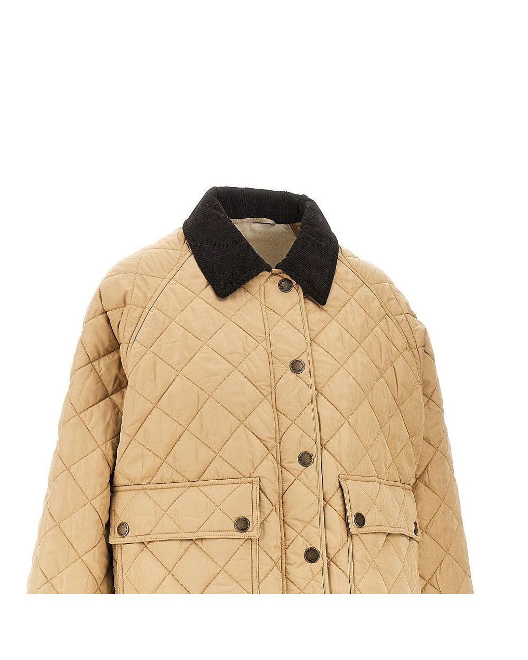 Weekend by Maxmara Natural Quilted Jacket With Corduory Collar