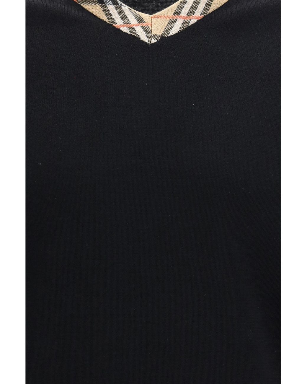 Burberry Blue Check Trim Wool Sweater for men