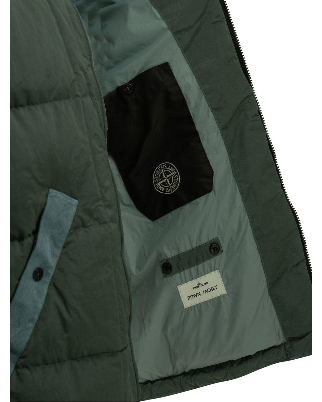 Stone Island Green Nylon Metal Short Down Jacket for men