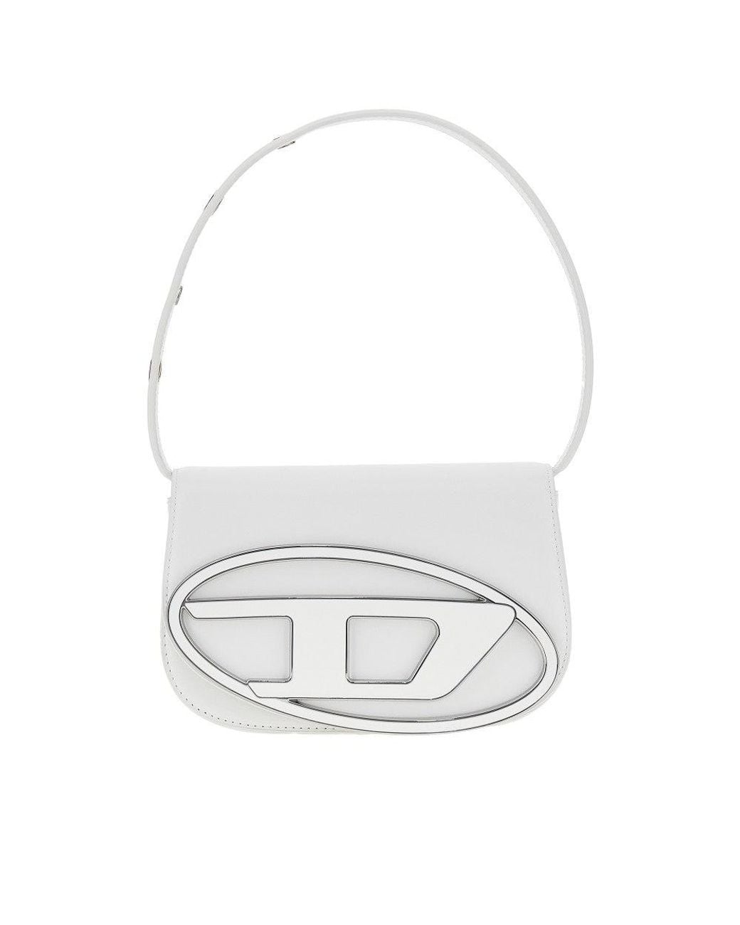 DIESEL White Leather '1Dr' Shoulder Bag With Charms