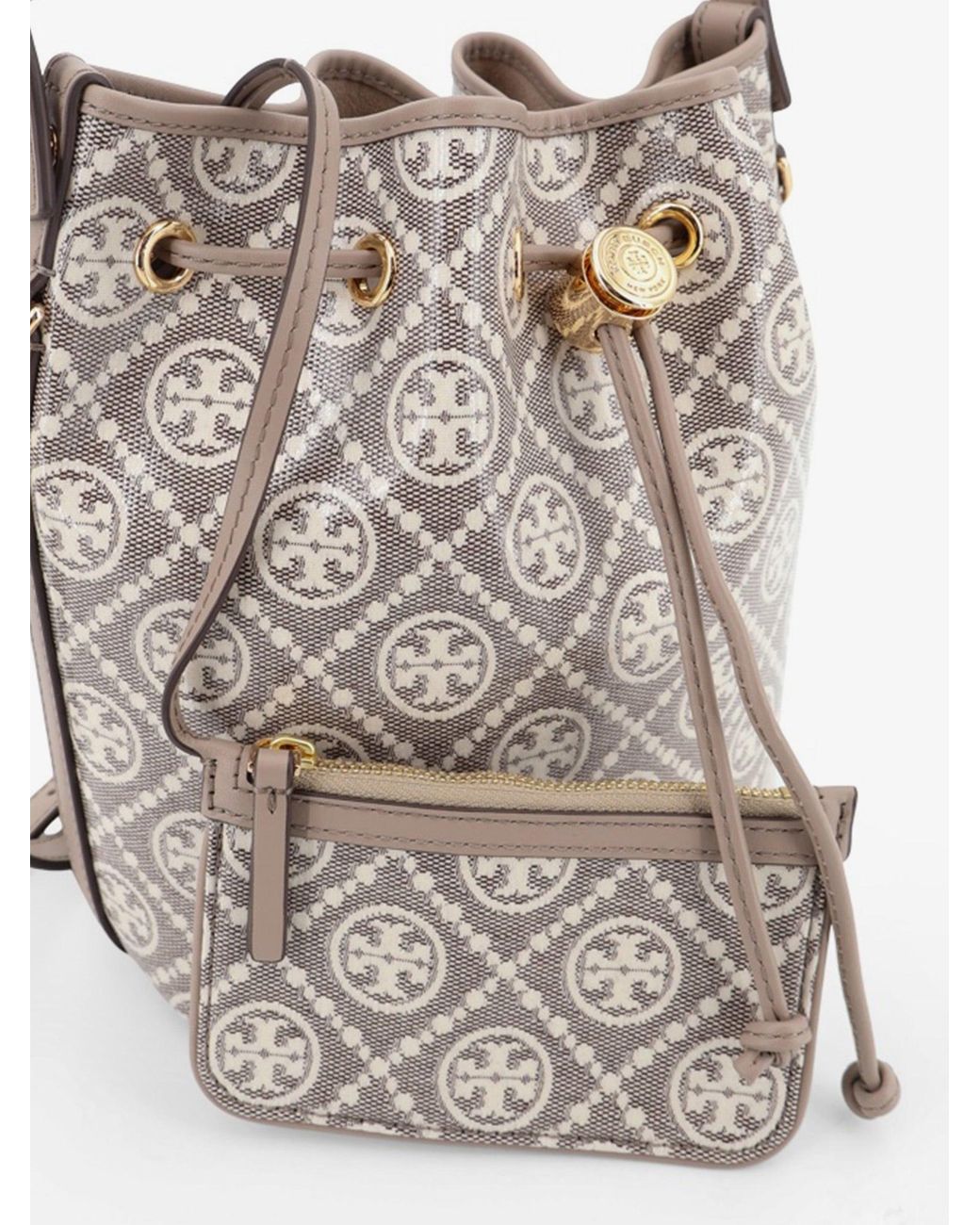 Tory Burch White Bucket Bag T Monogram Coated Canvas