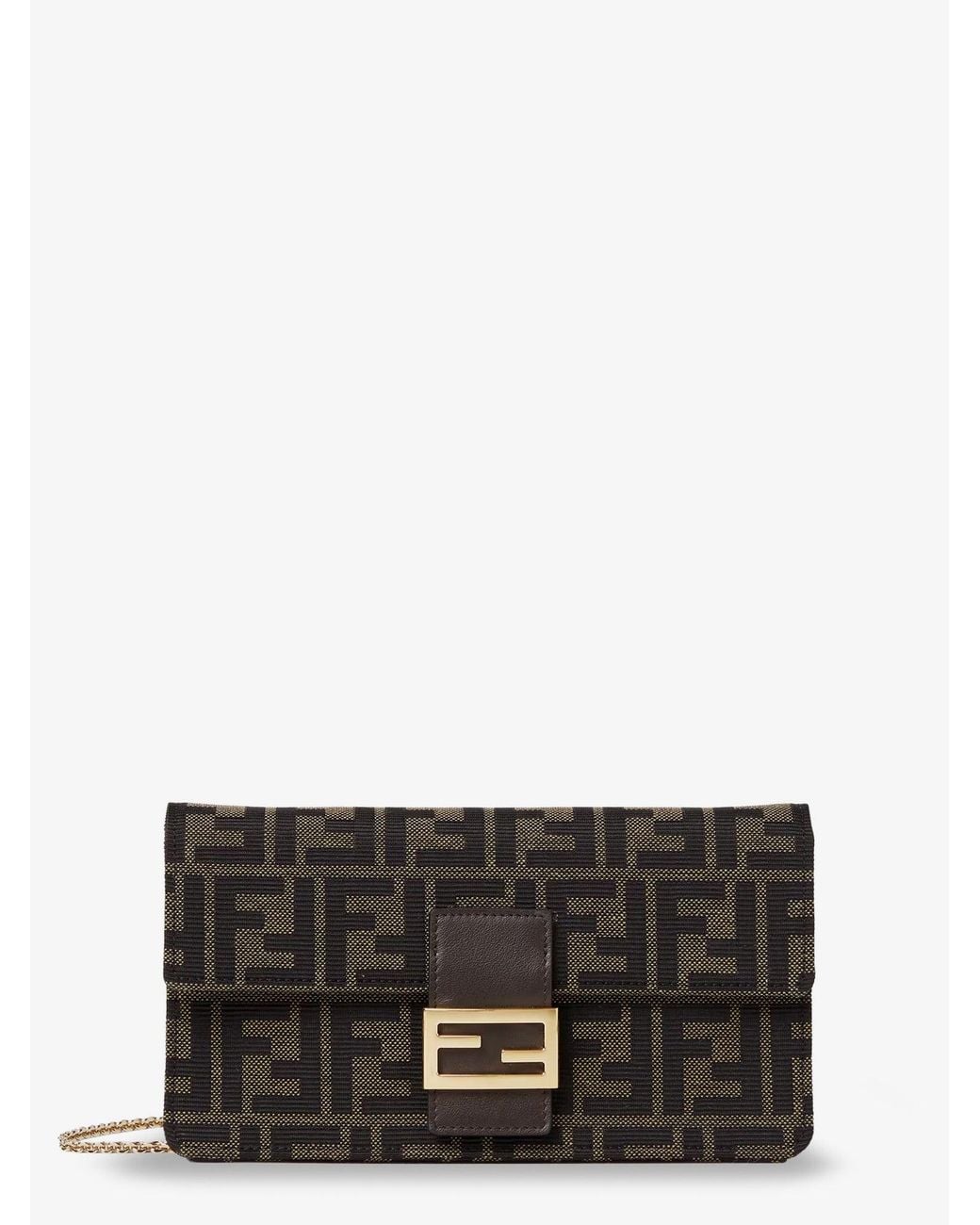 Fendi White Wallet On Chain Tube Ff Zucca Fabric Crossbody Bag