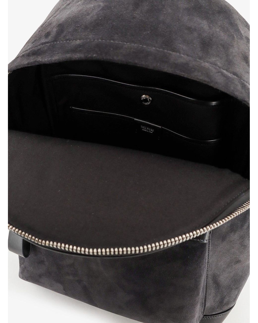 Tom Ford Black Suede Backpack With Maxi Zip On The Front for men
