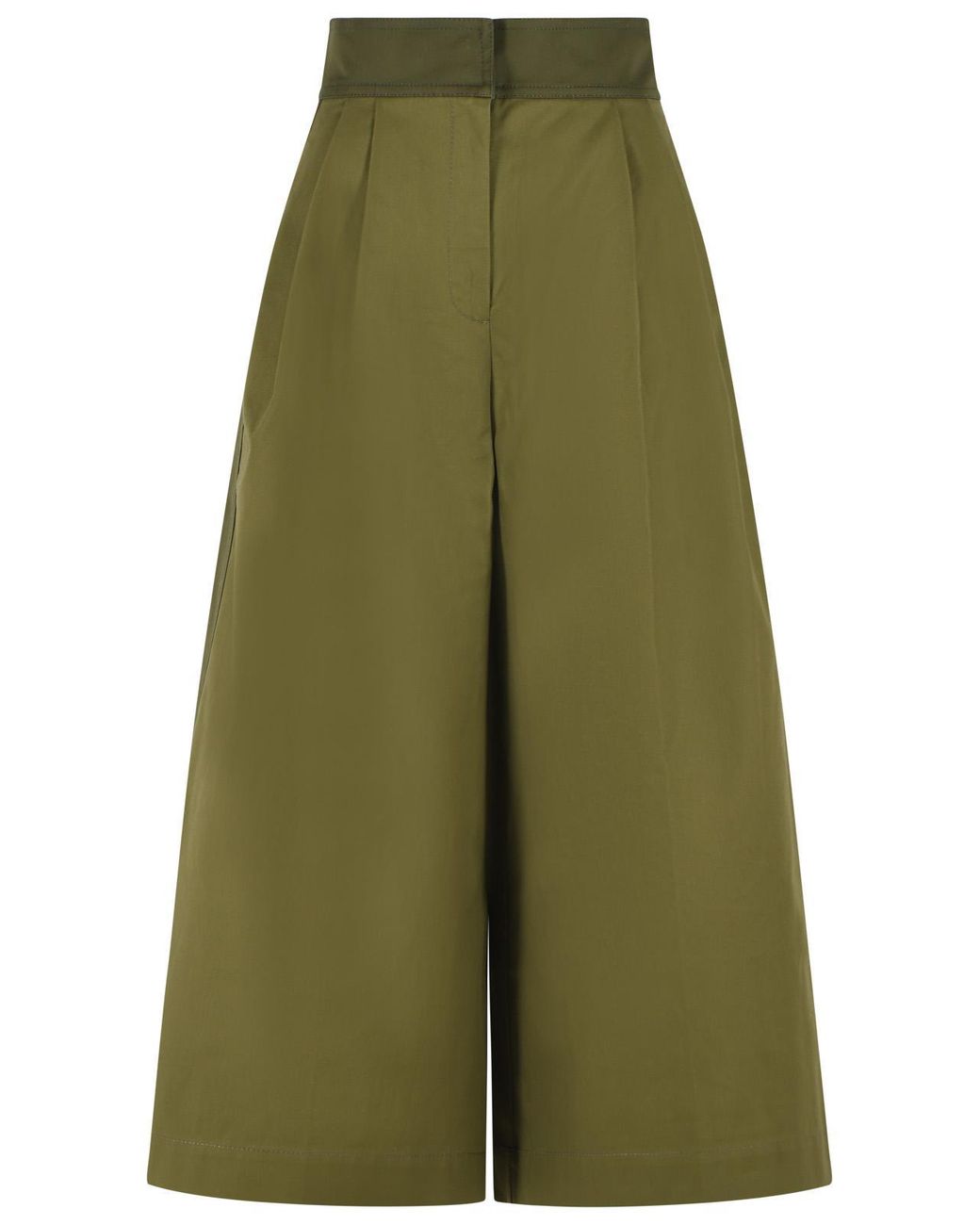 Zimmermann Green Structured High Waist Cotton Culotte Pants