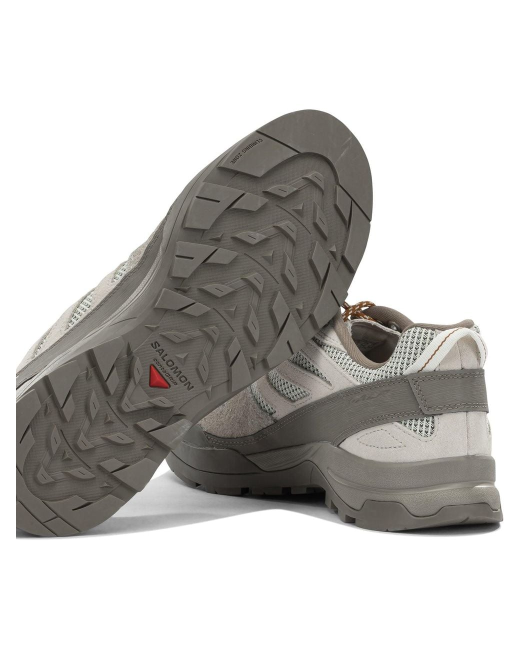 Salomon Gray X-Alp Woven Suede Fabric Rubber Sneakers for men