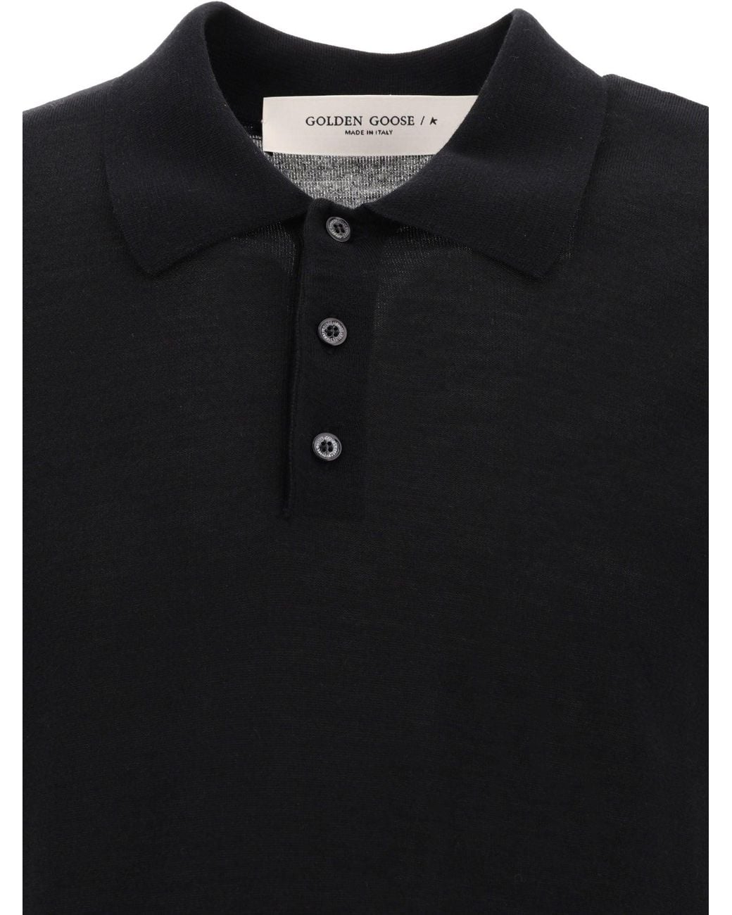 Golden Goose Deluxe Brand Black Merino Wool Polo Shirt for men