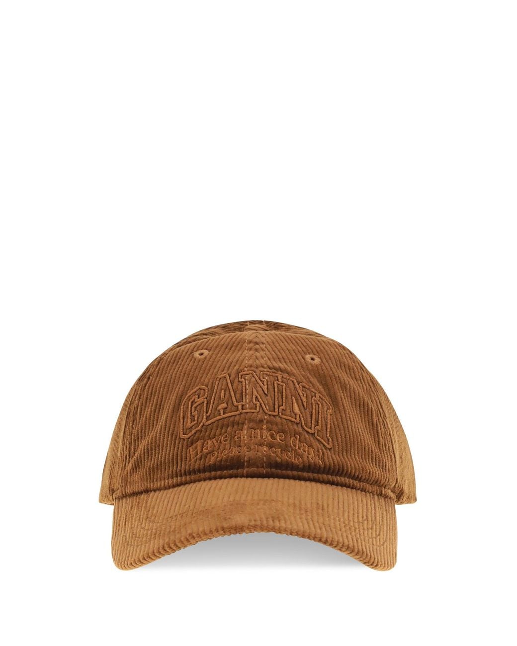 Ganni Brown Corduroy Cap