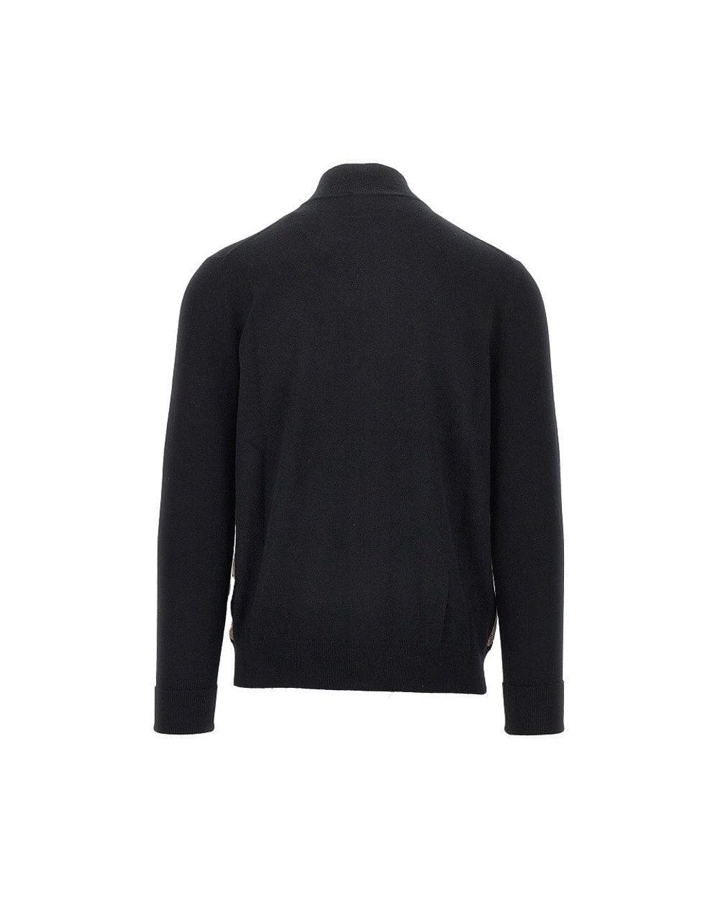 Ballantyne Black Diamond-Shaped Cashmere Cardigan for men