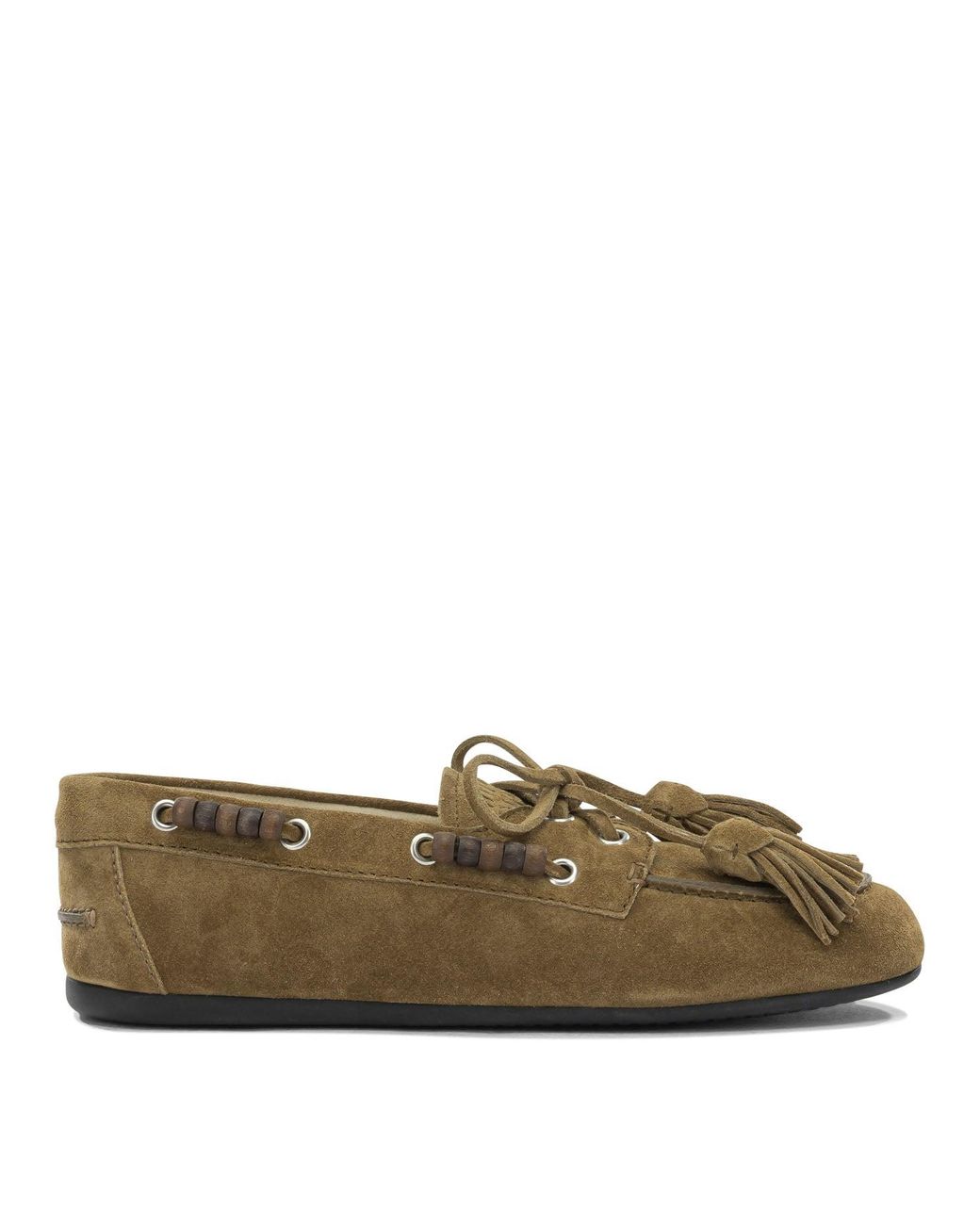 Miu Miu Brown Deck Lace-Up Loafers