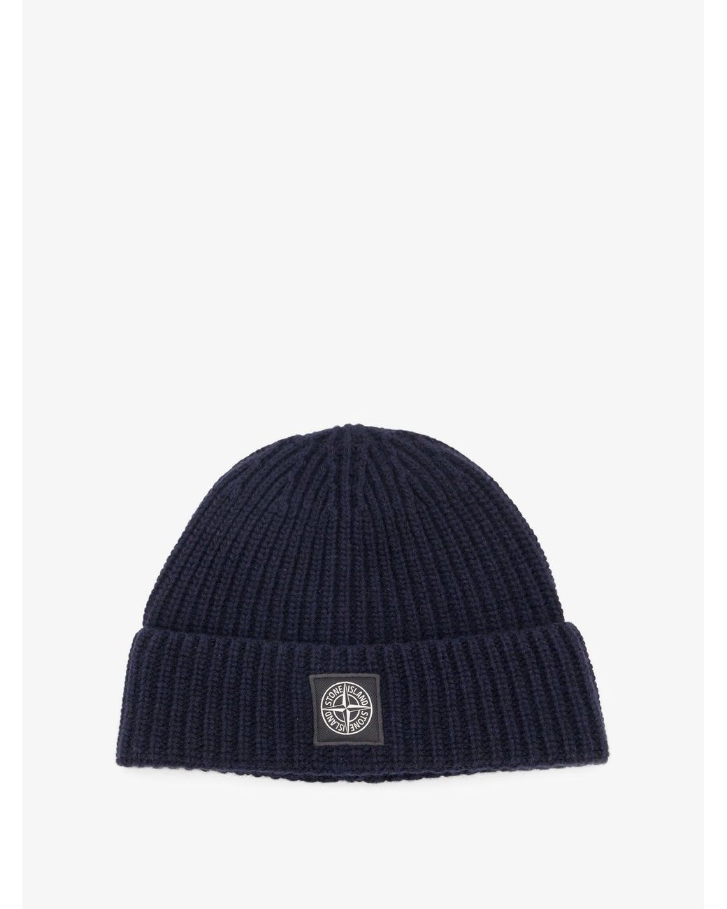 Stone Island Blue Geelong Virgin Wool Hat for men
