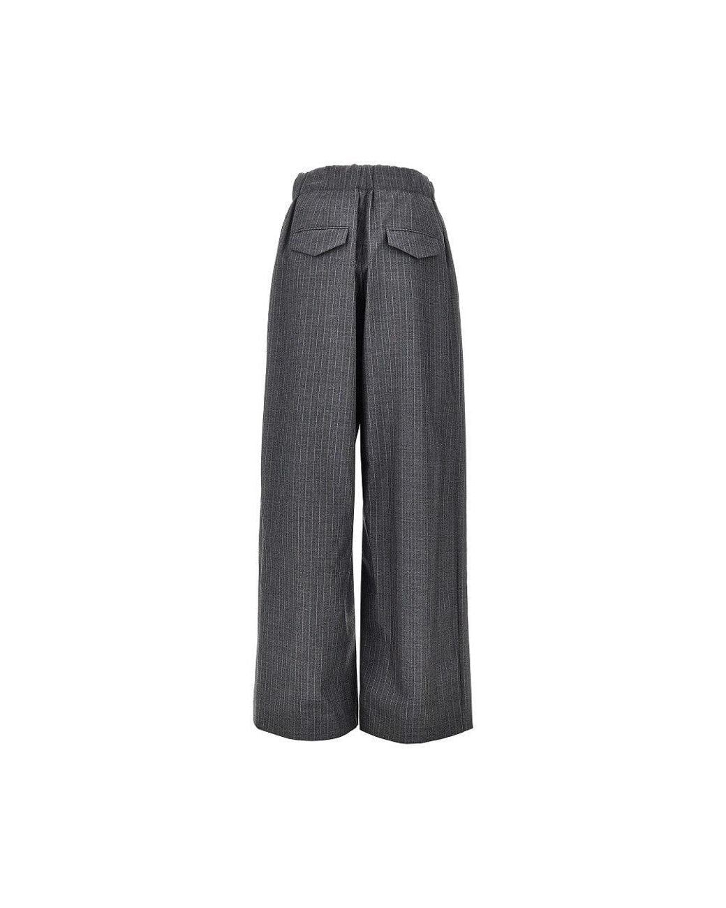 Jil Sander Gray Pinstriped Wool Pants