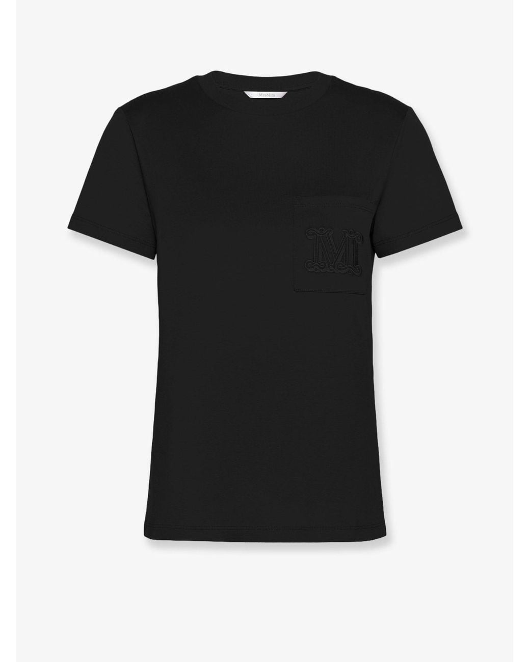 Max Mara Black Papaia Cotton T-Shirt With Monogram