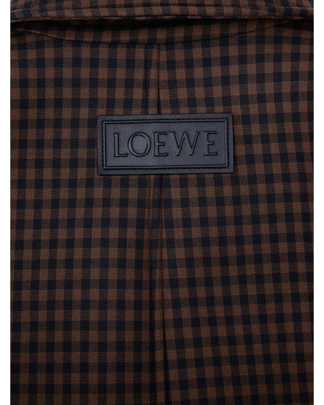Loewe Brown Wool Jacket With Checked Pattern for men