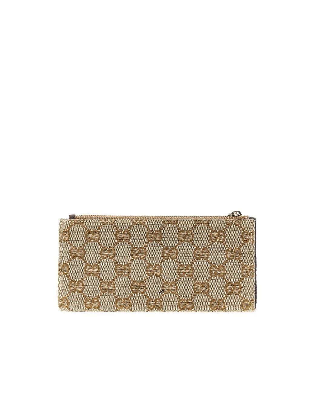 Gucci Natural Original Gg Wallet With Logo Plate