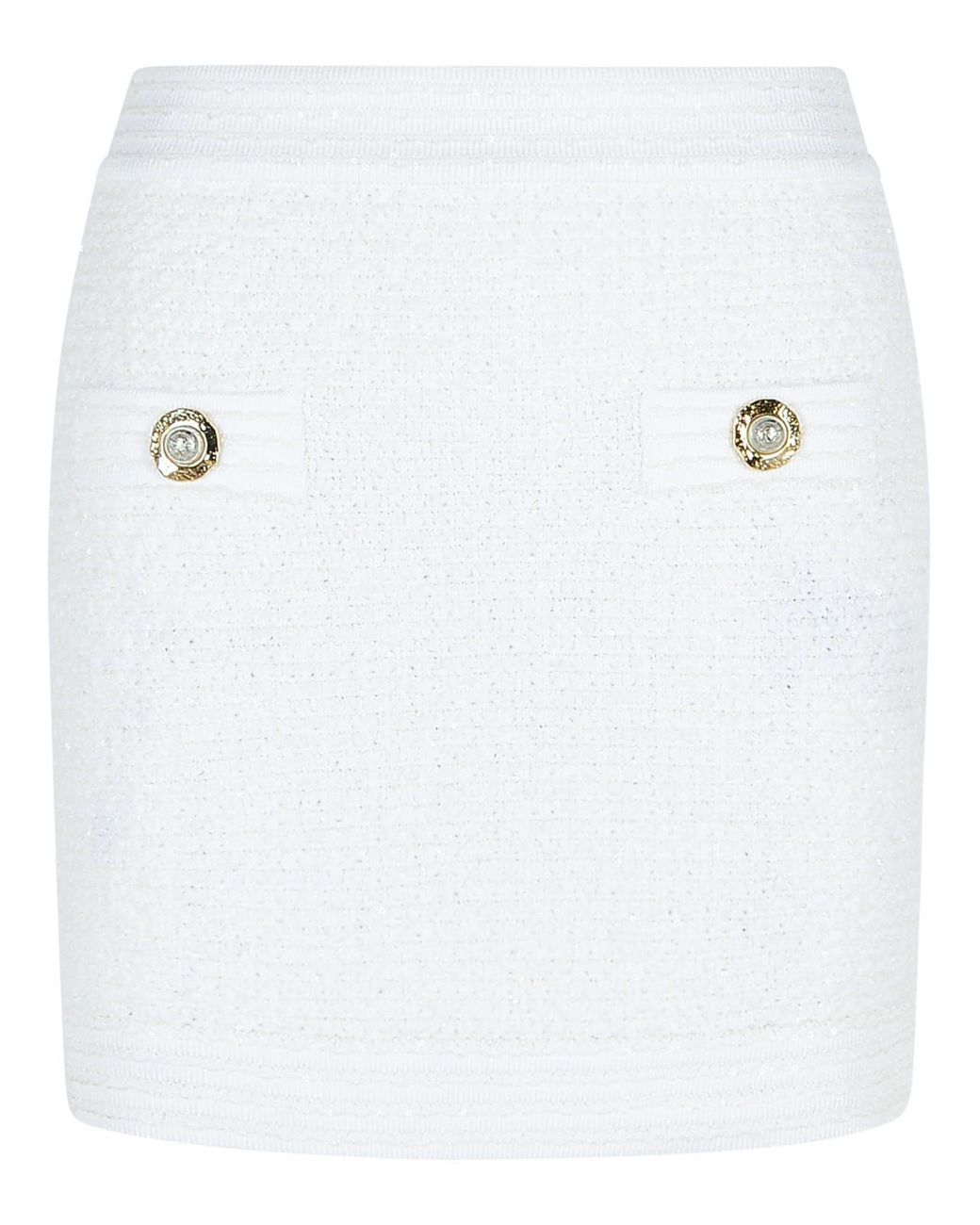 Balmain White Cotton Blend Miniskirt