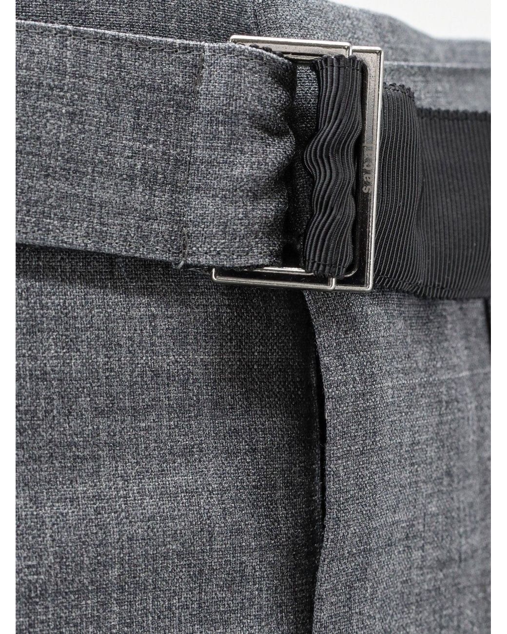 Sacai Gray Pleated Wool Shorts