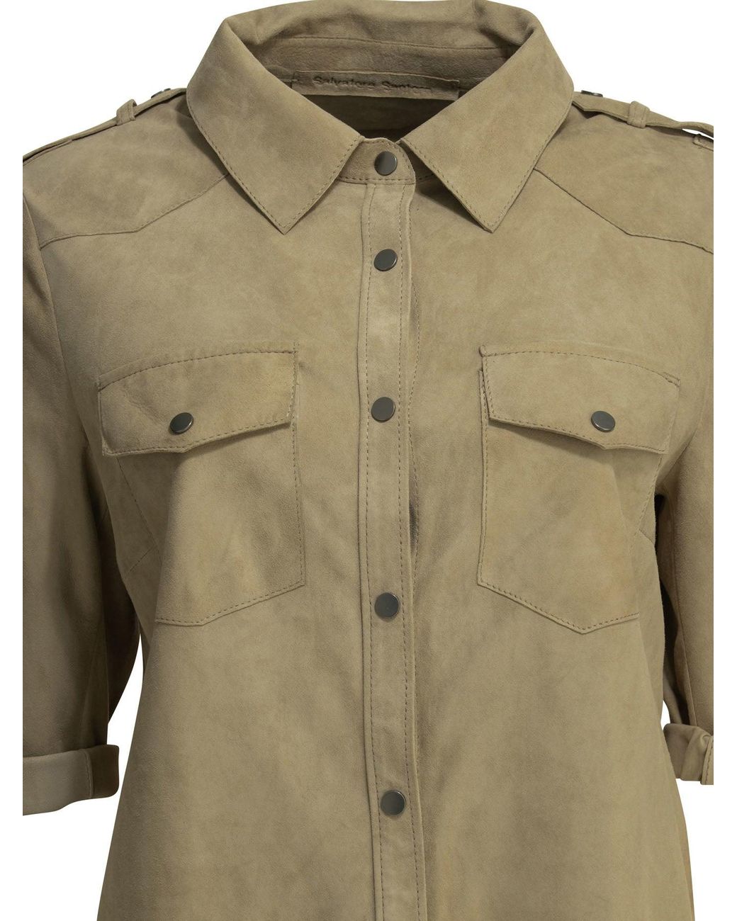 Salvatore Santoro Green Casual Suede Shirt
