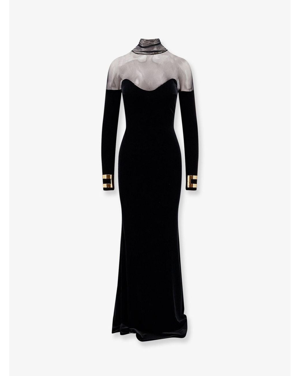 Elisabetta Franchi Black Carpet Velvet Long Dress